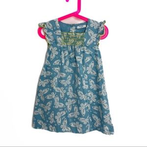 BABY BODEN Blue Butterfly Casual Dress Size 3-4 Years